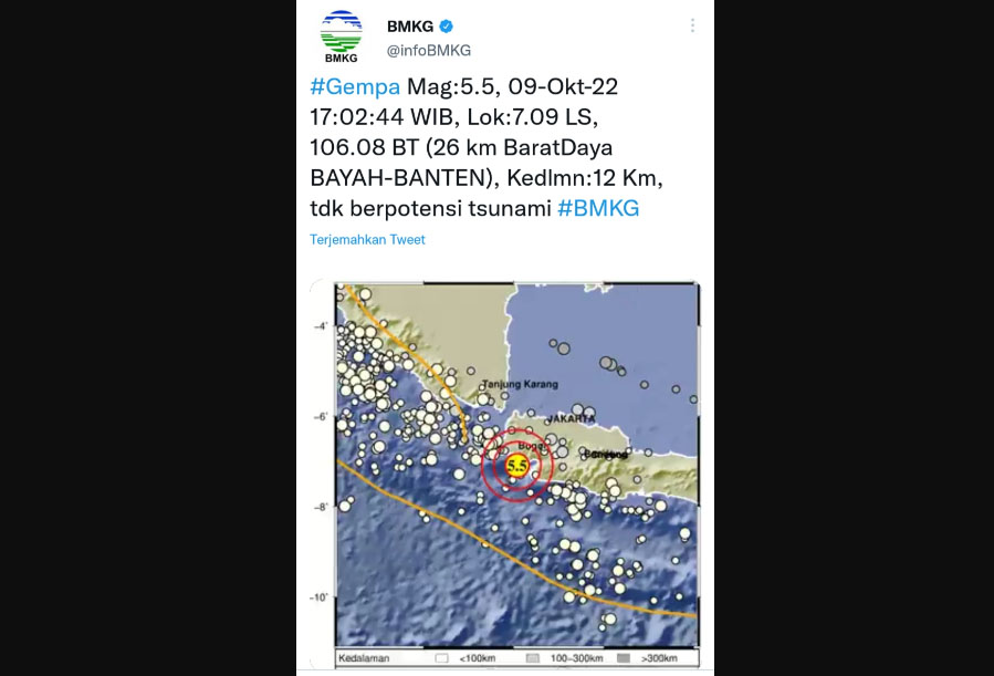 Gempa di Banten Terasa hingga Cianjur, Terasa Goyangan Beberapa Detik