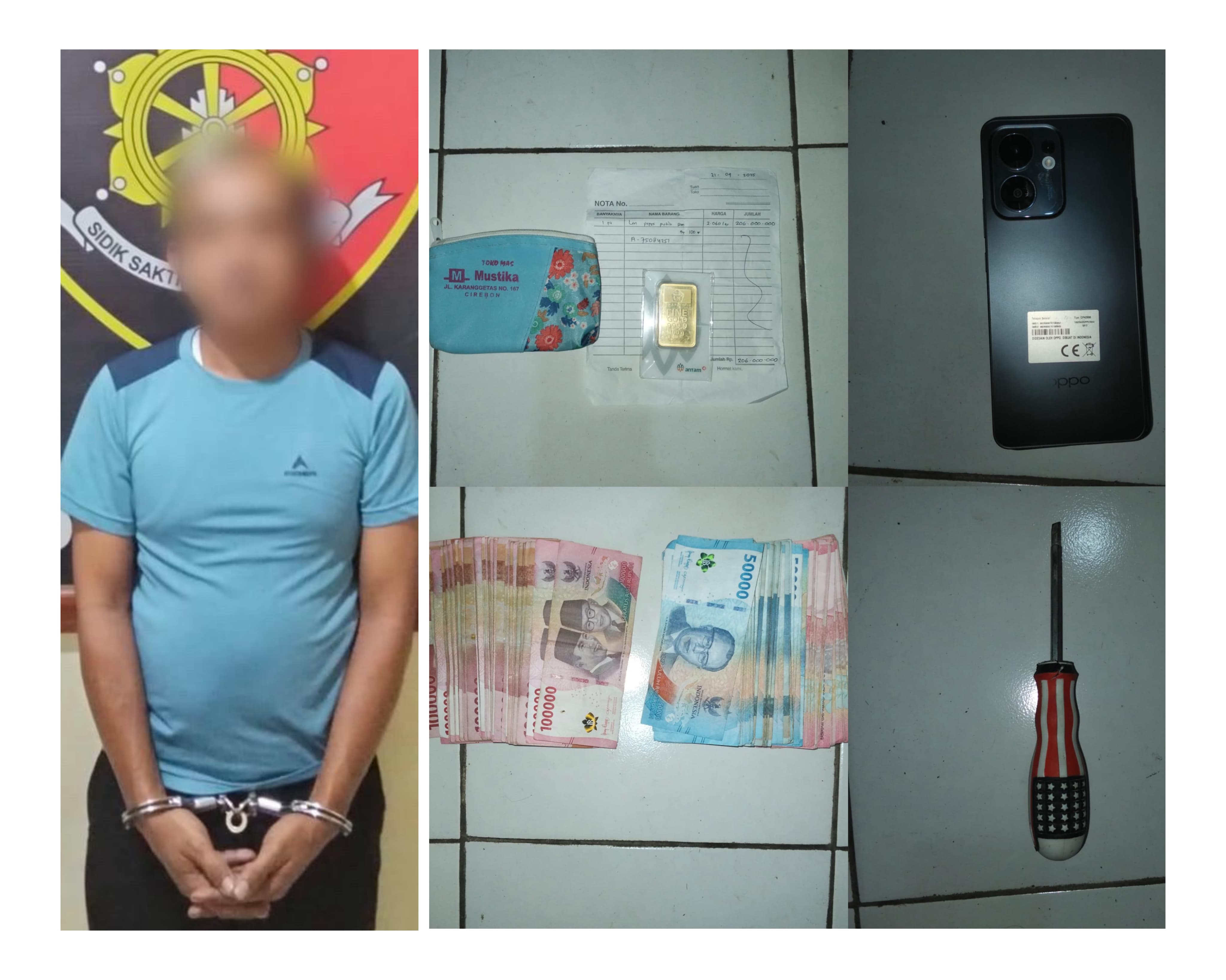 Polresta Cirebon Ungkap Kasus Pencurian Emas Batangan dan Uang Tunai di Gebang 