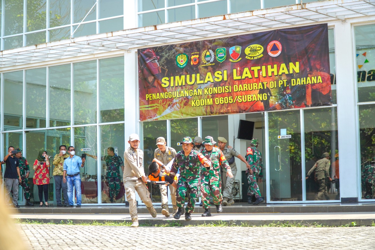 Kodim 0605/Subang Gelar Simulasi Latihan Penanggulangan Kondisi Darurat di PT Dahana
