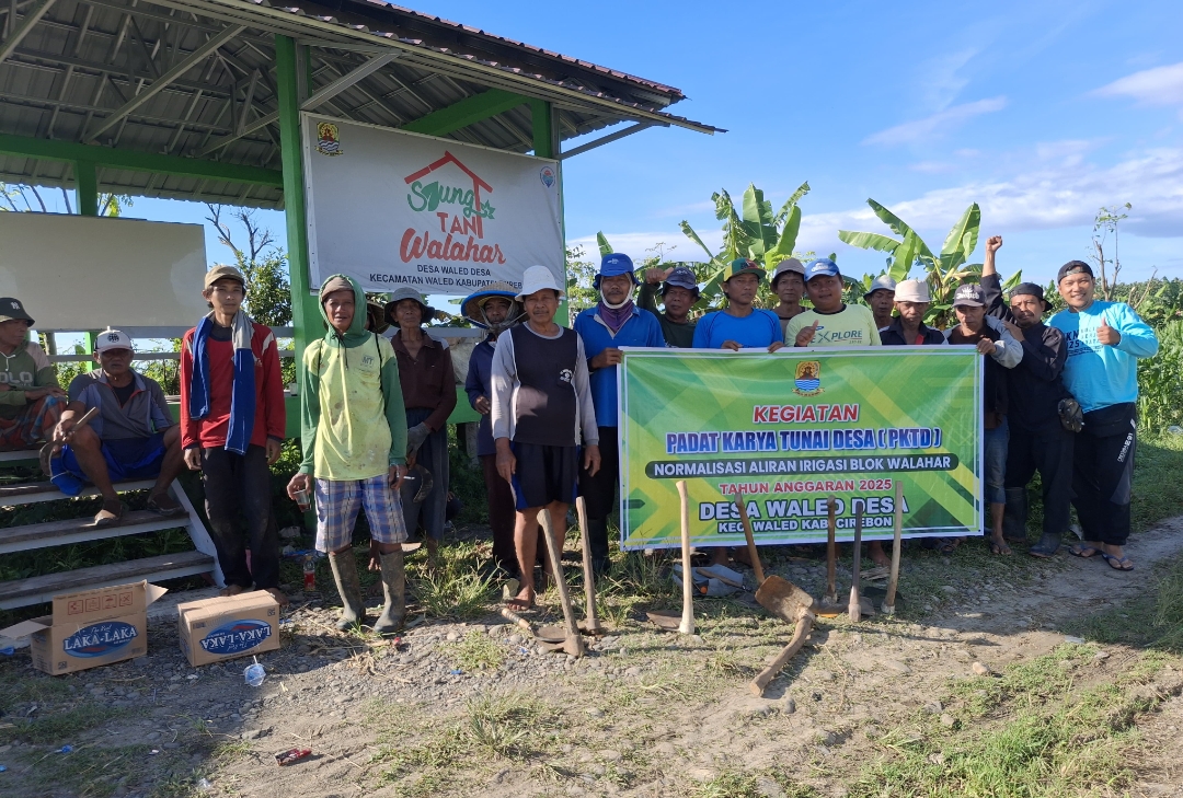 Bersihkan Saluran Irigasi, Cara Pemdes Waled Desa Dukung Program Ketahanan Pangan
