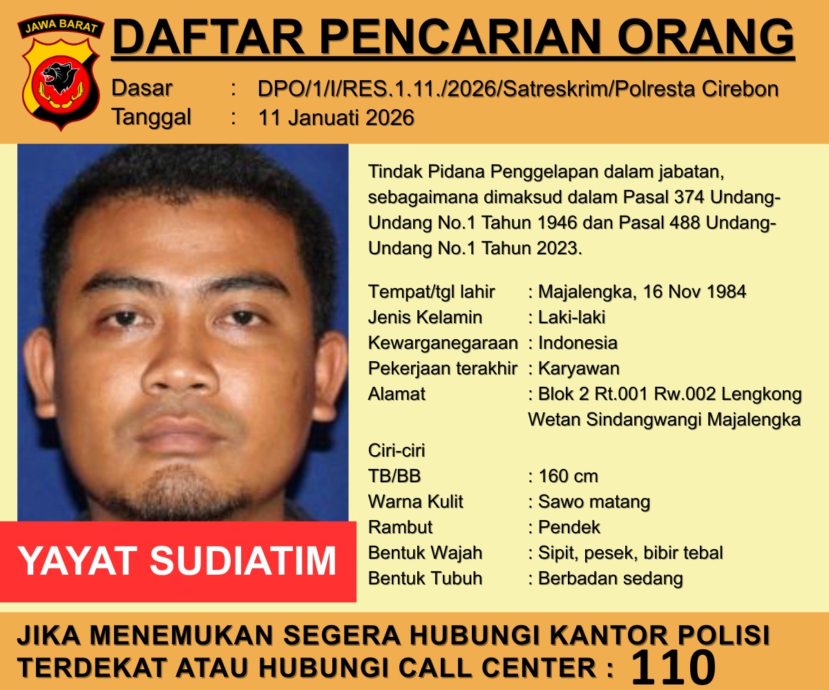 Kepala Gudang Jadi DPO Polresta Cirebon, Penggelapan Dalam Jabatan