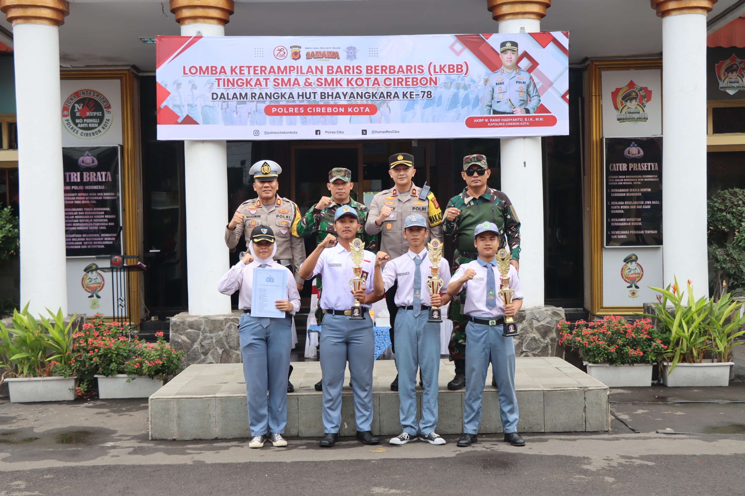 Meriahkan HUT Bhayangkara ke-78, Polres Cirebon Kota Gelar Lomba PBB Antar Pelajar