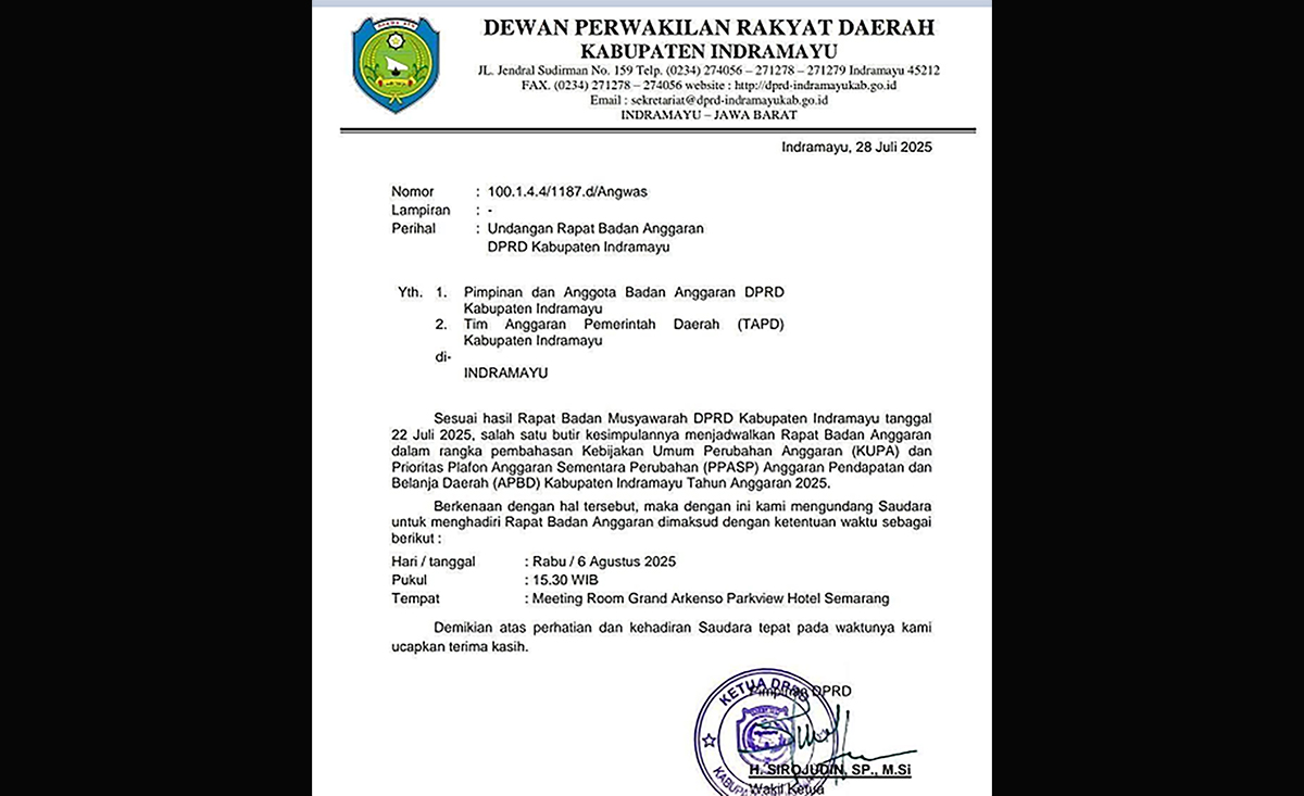 Rapat Mewah DPRD Indramayu Viral, Sirojudin: Undangan Dicabut