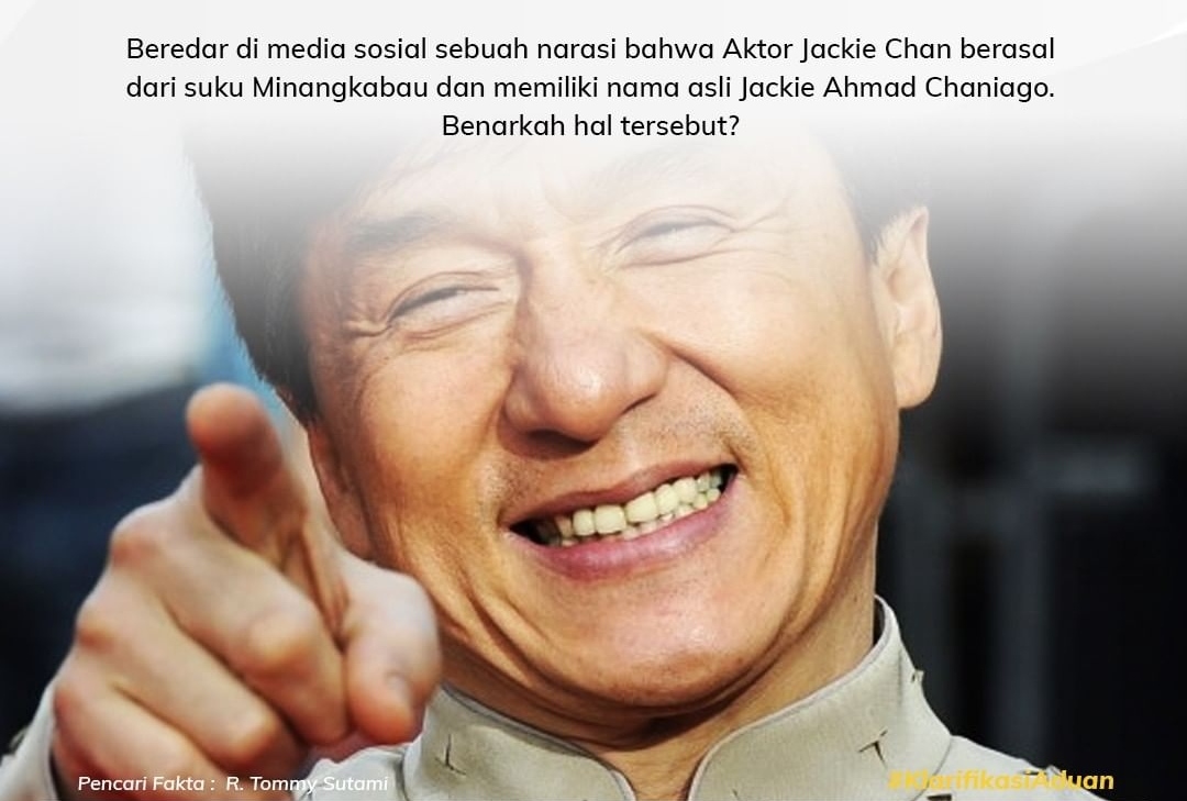 Jackie Chan Berasal dari Minangkabau, Nama Aslinya Jackie Ahmad Chaniago, Cek Fakta Dulu