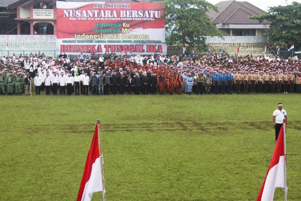 Ribuan Warga Kuningan Ikuti Apel Nasional Nusantara Bersatu