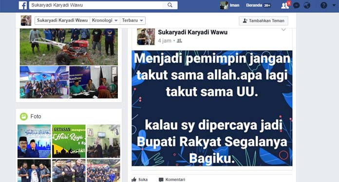 Sukaryadi Dikecam Netizen, Ini Postingannya yang Bikin Geger Jagat Maya