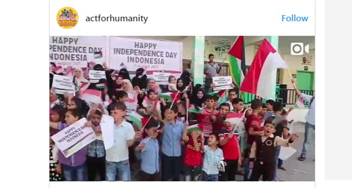 Lagu Indonesia Raya Berkumandang, Anak Palestina Rayakan Kemerdekaan RI