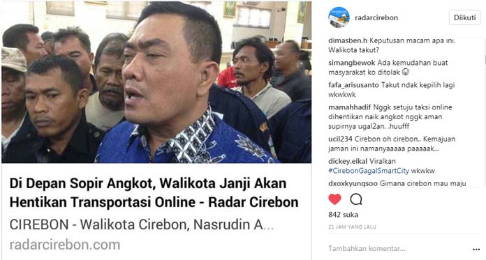 Walikota Hentikan Transportasi Online, Warganet: Tidak Tepat Keputusannya Pak Azis