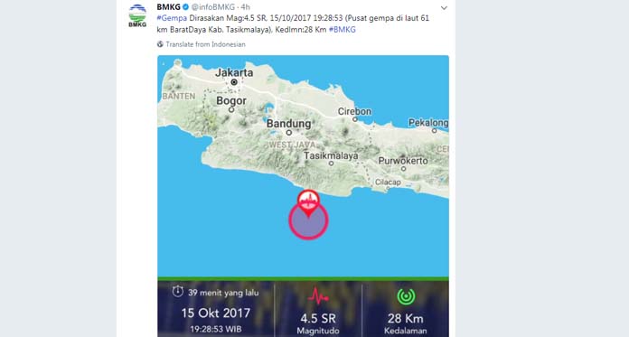 Gempa Terjang Tasikmalaya, BMKG Pastikan Tak Berpotensi Tsunami