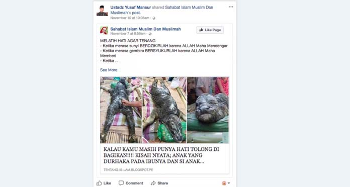 Nasihat dari Akun Palsu Disisipi Hoax