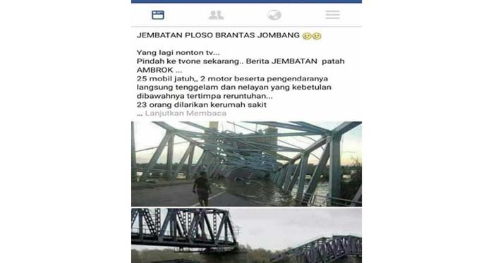 Geger Jembatan Ploso Jombang Ambruk, Ternyata Hoax