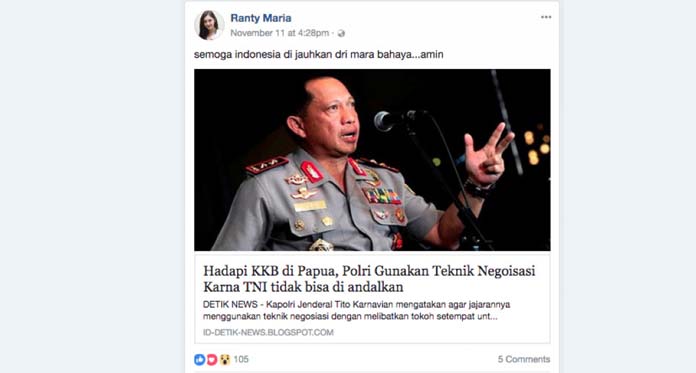 Informasi Provokatif, TNI-Polri Dibenturkan soal Papua