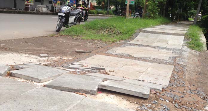 Baru Dibangun dari DAK, Trotoar Jalan Sudarsono Sudah Rusak