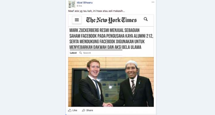 Hoax Bos Facebook yang Menggelikan