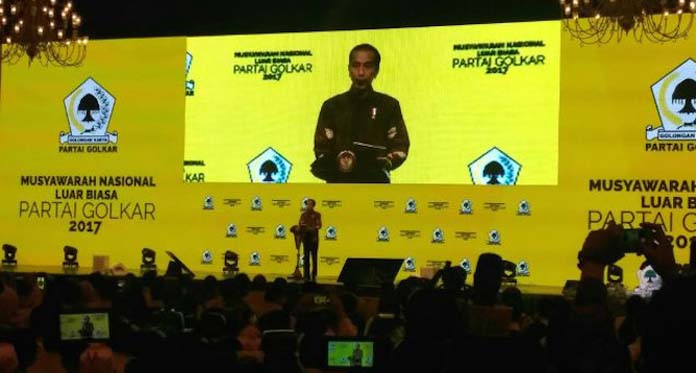 Sambutan di Munaslub, Jokowi: Saingan Berat Partai Golkar hanya PDIP