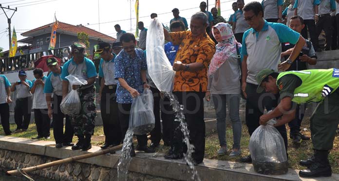 Naik Pangkat, ASN Kuningan Tebar Puluhan Ribu Benih Ikan