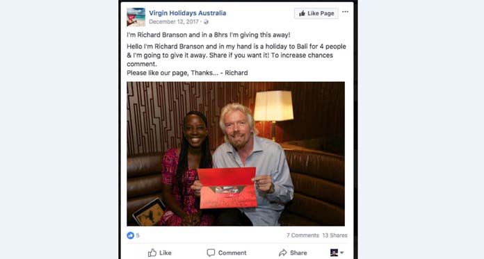 Richard Branson Palsu Bagi-Bagi Tiket Gratis ke Bali