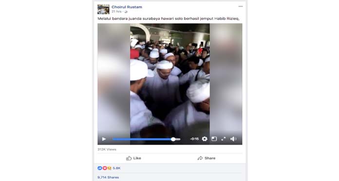 Kepulangan Habib Rizieq ke Indonesia Pakai Video Lawas