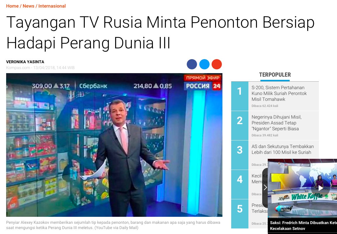 Hoax, Media Massa di Indonesia Sebut Stasiun TV Rusia Minta Warga Rusia Bersiap untuk Perang Dunia III