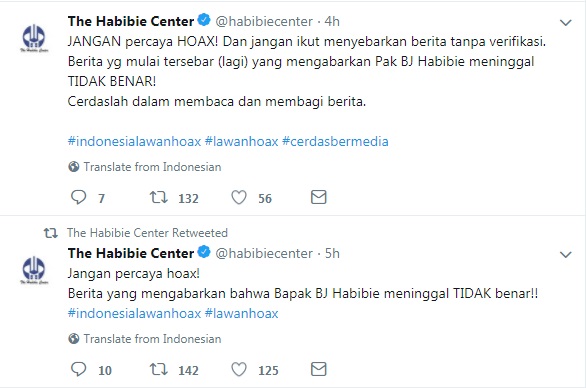 Jangan Percaya Hoax! BJ Habibie Meninggal Dunia