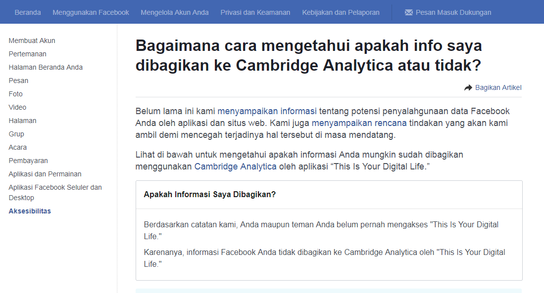 Begini Cara Mengetahui Data Facebook Anda Dicuri Cambridge Analytica