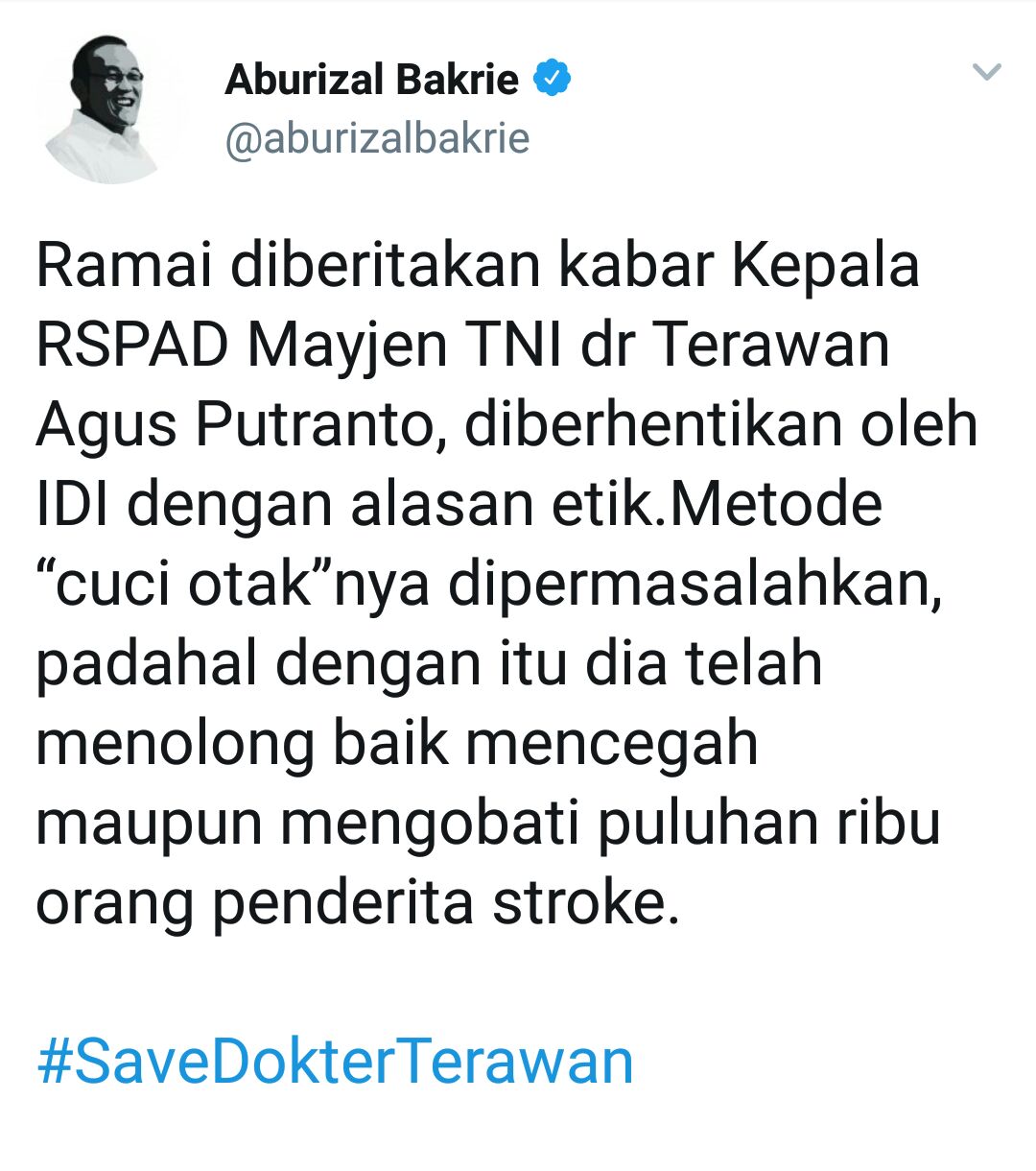 Buntut Pemecatan Dokter Terawan, Netizen #SaveDokterTerawan