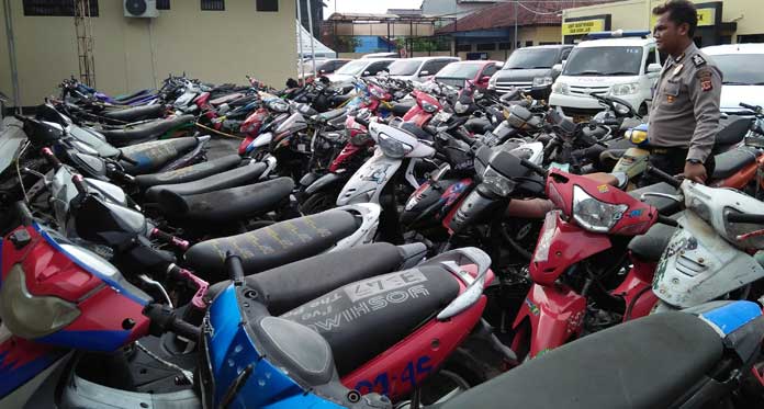 Ratusan Motor Sitaan di Polres Cirebon Tunggu Pemilik