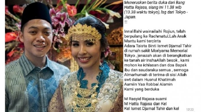 Menantu Hatta Rajasa Meninggal Dunia, Ini Penyebabnya