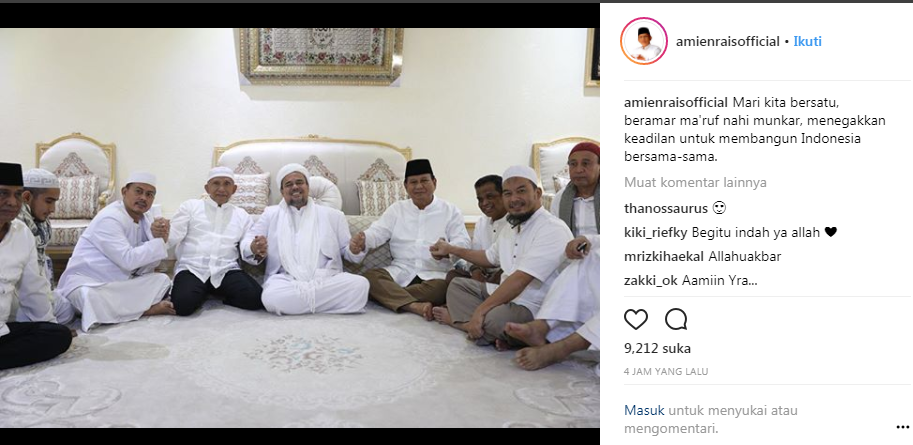 Ini Hasil Pertemuan Amien-Prabowo-Habib Rizieq