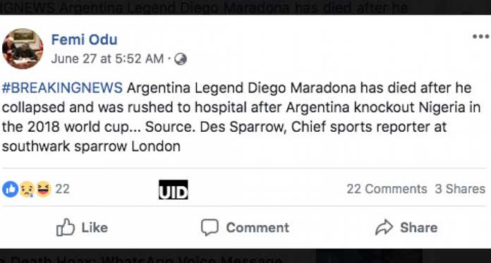 Maradona Masih Hidup Dibilang Sudah Meninggal