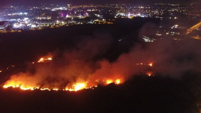 Lahan Dekat Komplek Atlet Asian Games Palembang Terbakar