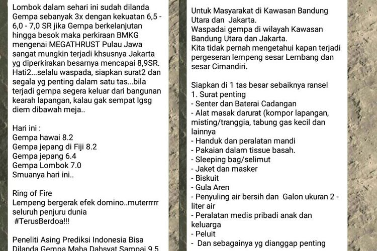 Klarifikasi LIPI Soal Gempa Besar Pulau Jawa