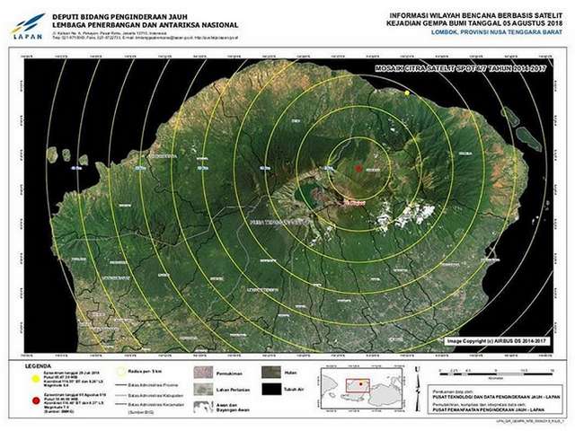 Gempa Lombok,  LAPAN Sediakan Peta Wilayah Berbasis Satelit