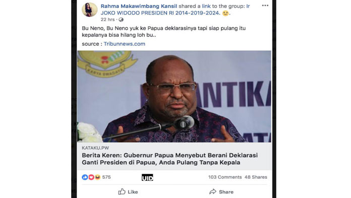 Hoax Serang Gubernur dan Wagub Terpilih Papua