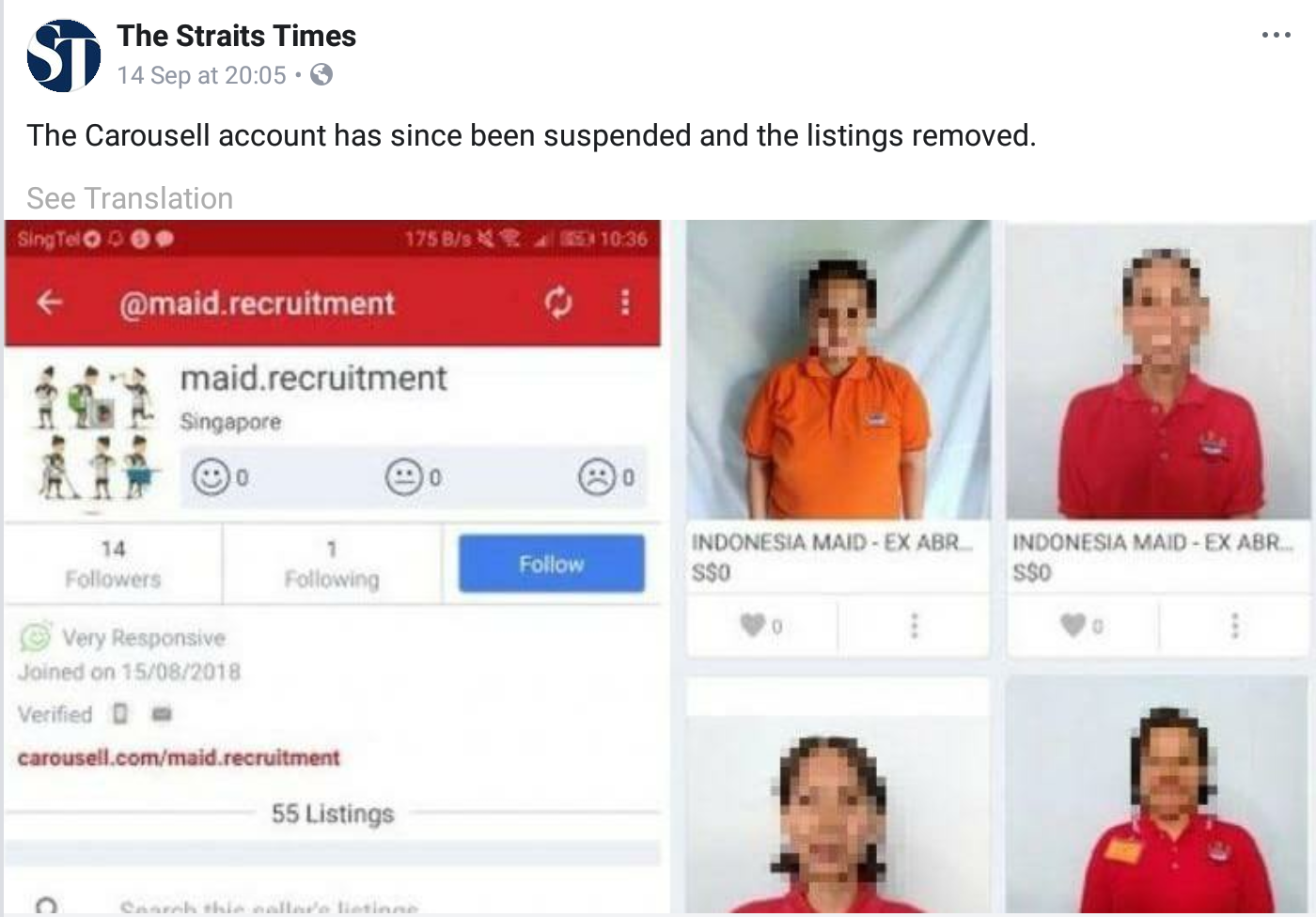 TKI Asal Indonesia Dijual di Carousell Singapura, Kemlu RI: Pelanggaran Serius