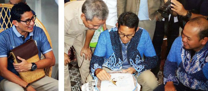 Di Cirebon, Cawapres Sandiaga Uno Terkesan Batik, hingga Tas Rotan