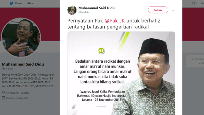 Said Didu: Hati-hati tentang Batasan Pengertian Radikal