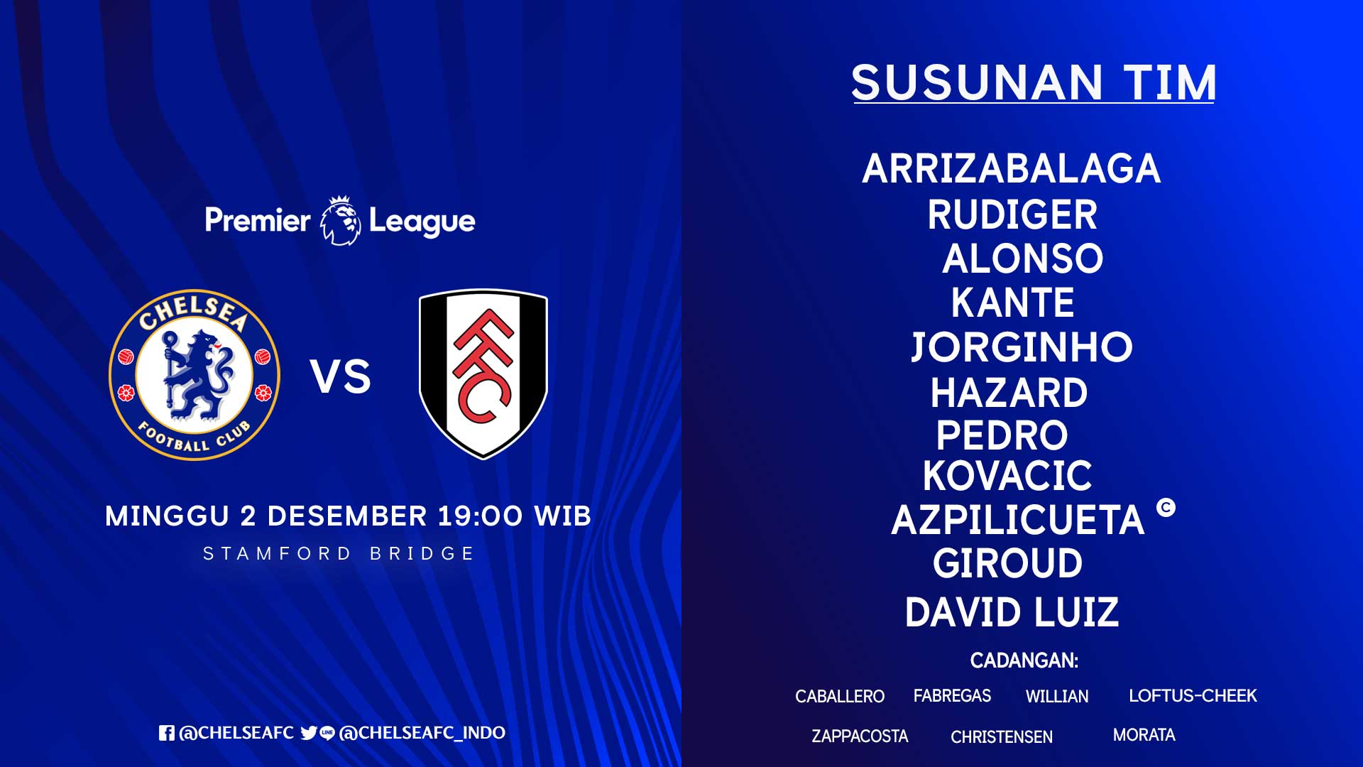 Saksikan Malam Ini di Liga Inggris, Chelsea versus Fulham