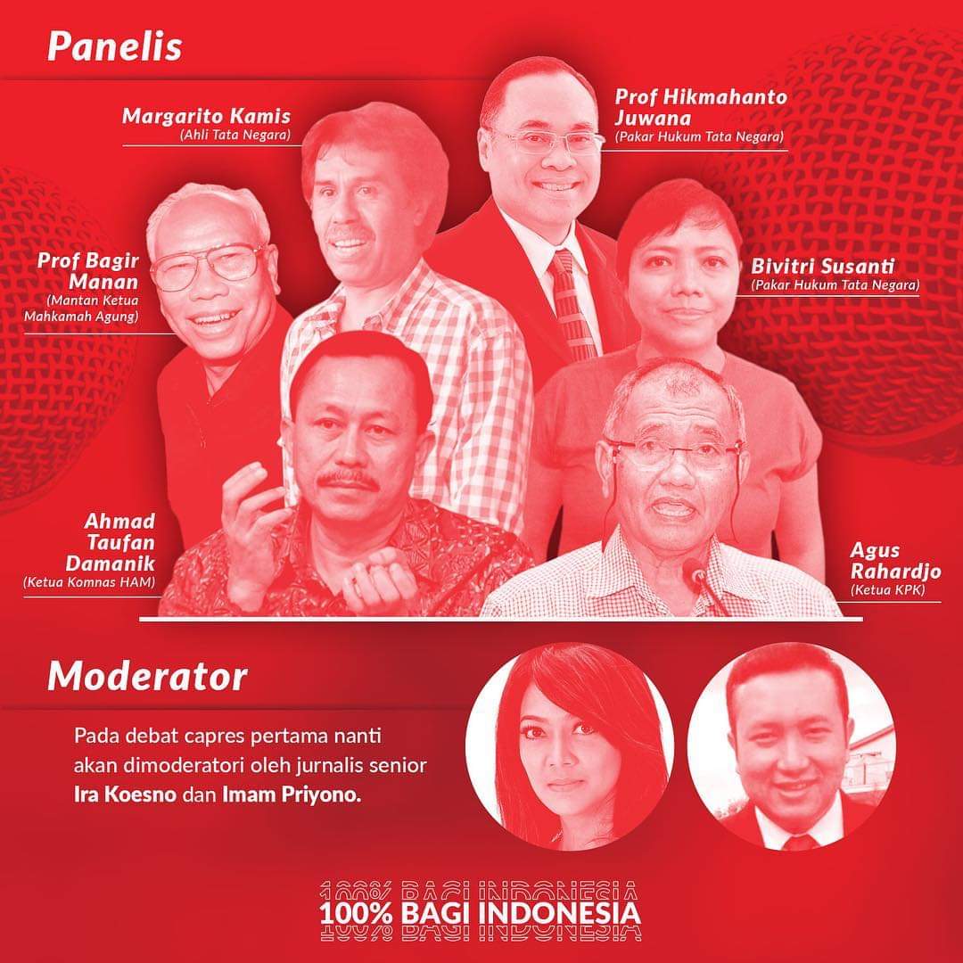 Mereka 6 Panelis di Debat Perdana Pilpres 2019