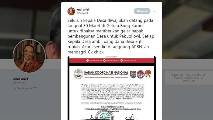 Andi Arief Sebut Mobilisasi Kepala Desa Mirip Modus Orba untuk Menangkan Pak Harto dan Golkar