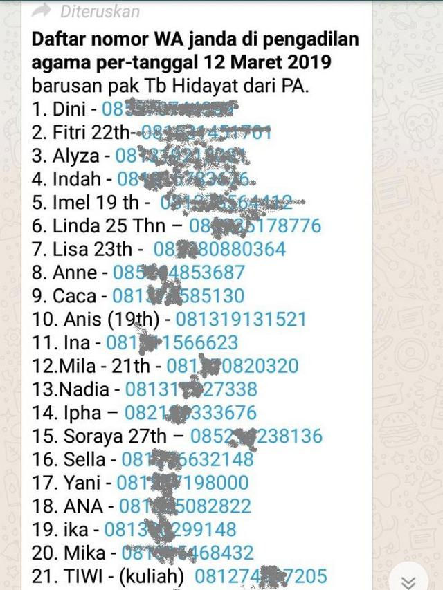 Beredar 33 Nama dan Nomor WhatsApp Janda, Pengadilan Agama Garut: Hoaks