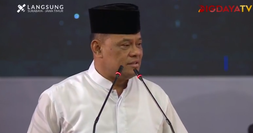 Mantan Panglima TNI Gatot Nurmantyo Hadiri Pidato Kebangsaan Prabowo Subianto di Surabaya
