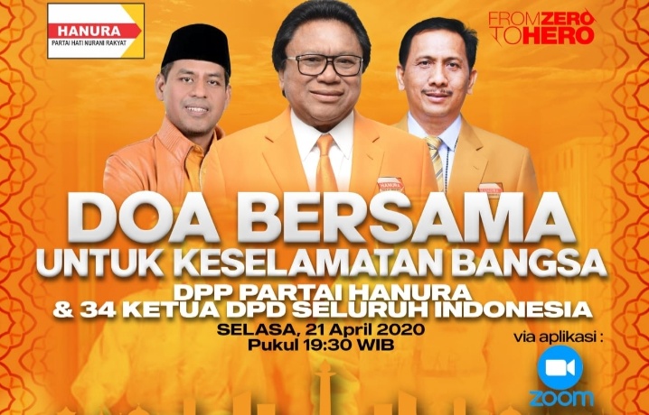 Partai Hanura Agendakan Live Streaming Doa Bersama untuk Keselamatan Bangsa