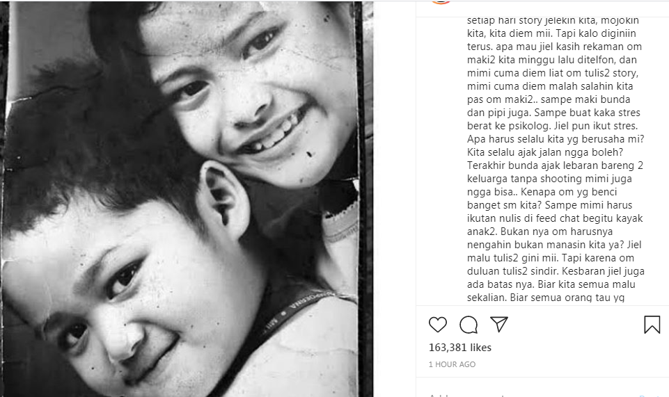 Unggah Foto Masa Kecil, Azriel Hermansyah: Apa Salah Kita Mii?