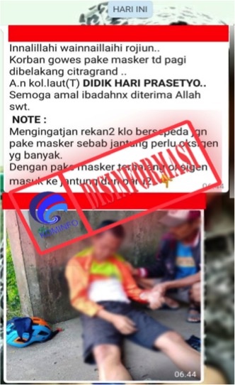 Cek Fakta: Pakai Masker, Pesepeda Meninggal karena Kekurangan Oksigen