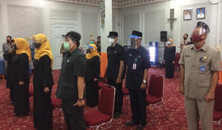 Pelantikan Pejabat Fungsional di Lingkungan Kota Cirebon Gunakan Face Shield