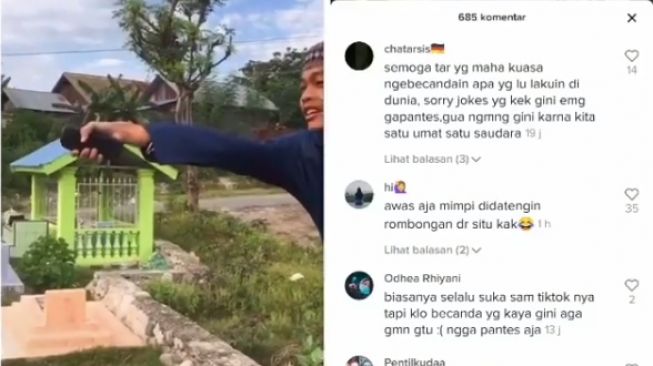 Pria Ini Bikin Video TikTok, Bak Konser di Kuburan