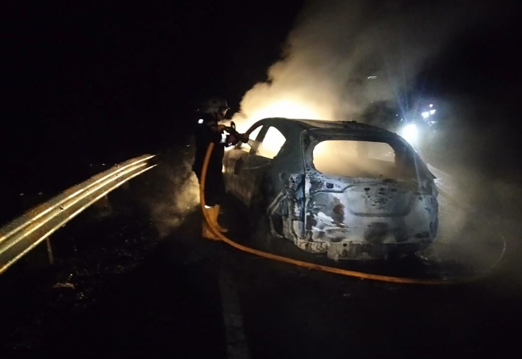 Pulang dari Kuningan, Honda Jazz Terbakar