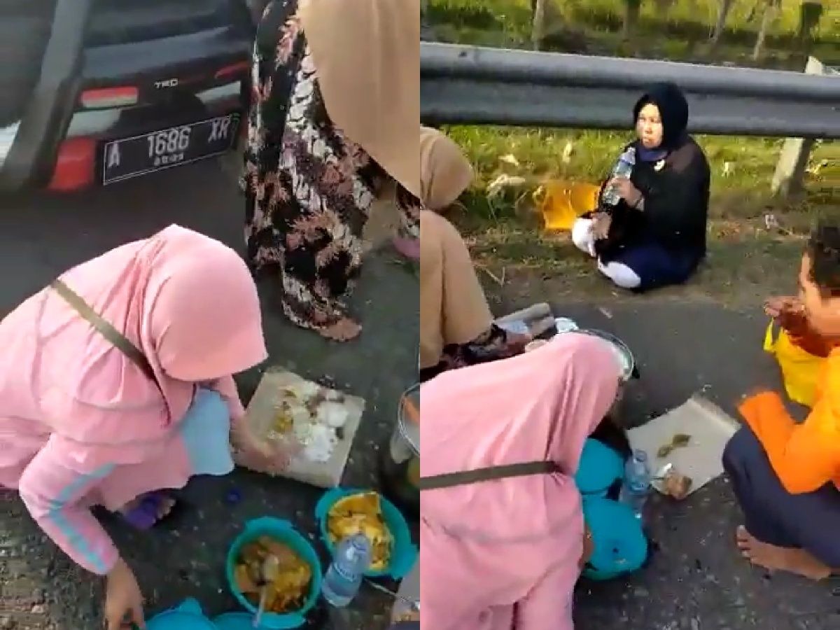 Viral, Sekeluarga Ditegur Polisi karena Makan di Pinggir Tol Cipali