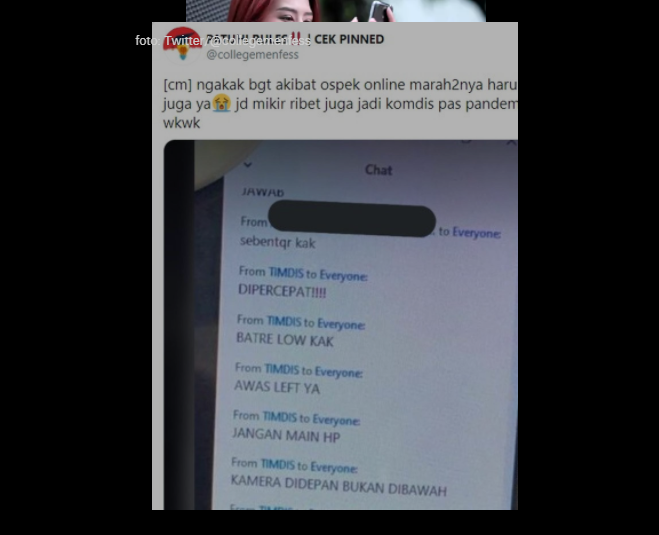 Bikin Ngakak, Ospek Online, Komdis Tetap Marah-marah